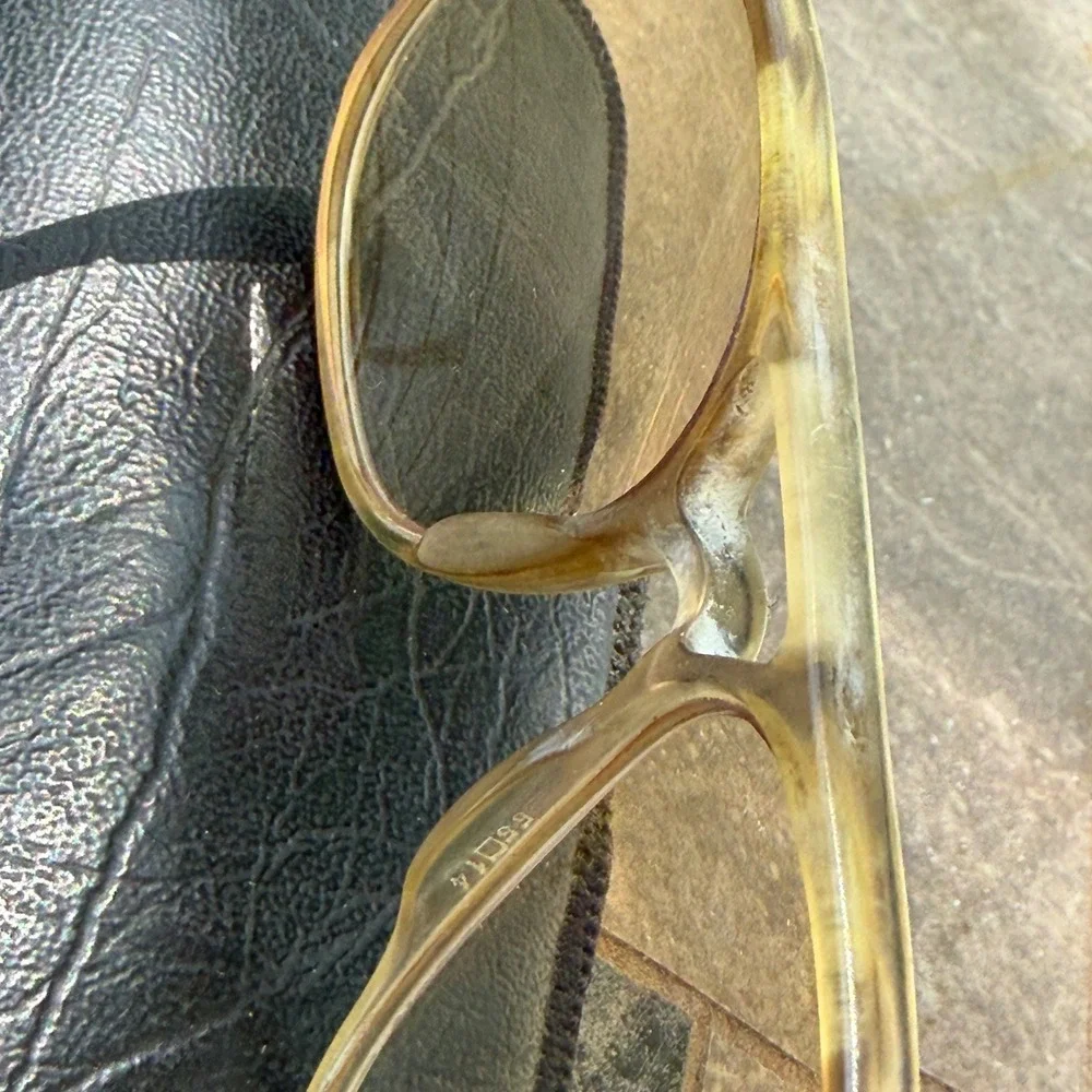 Clearvision Aviator Style Tinted Glasses Mens L 145mm Tan Amber Vtg Grandpa Core